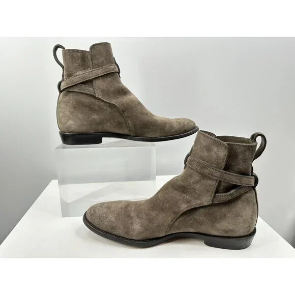 Bally Gray Suede Leather Boots Made In Switzerland Size 11-USA - Picture 5 of 11